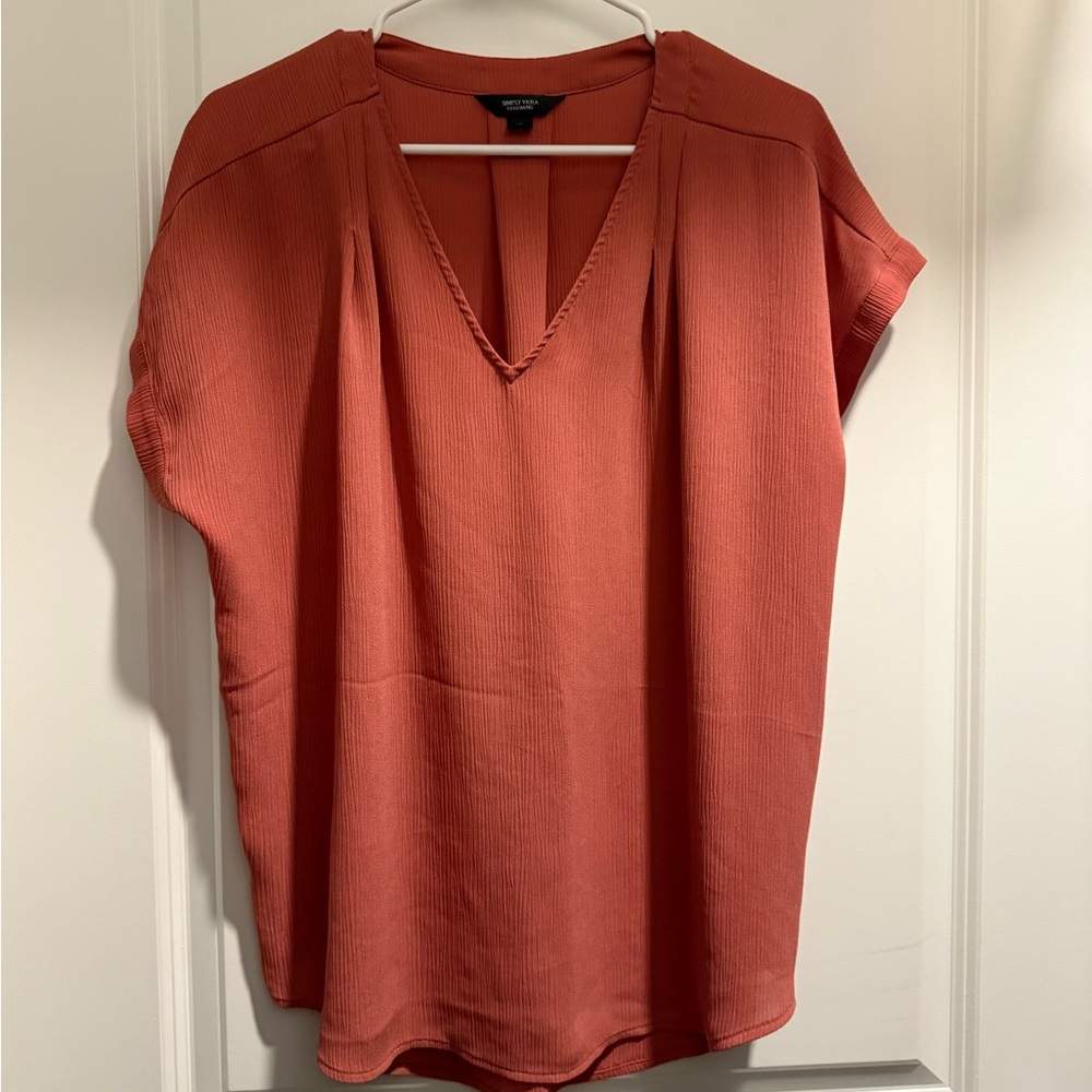 Simply Vera Vera Wang Terracotta V-Neck Blouse